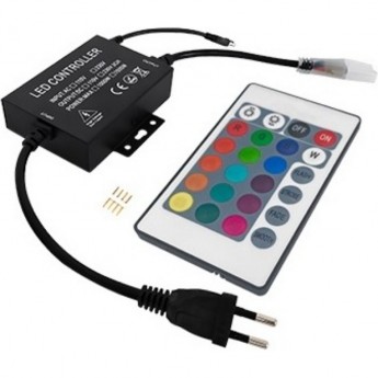 Контроллер ECOLA LED STRIP 220V RGB IR IP20 1500W 6,6A для ленты 220V 14x7 IP68 с инфракрасным пультом Контроллер ECOLA LED STRIP 220V RGB IR IP20 1500W 6,6A для ленты 220V 14x7 IP68 с инфракрасным пультом