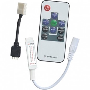 Контроллер ECOLA LED strip RGB RF mini controller 6A 72W 12V (144W 24V) с переходником и радиопультом управления Контроллер ECOLA LED strip RGB RF mini controller 6A 72W 12V (144W 24V) с переходником и радиопультом управления
