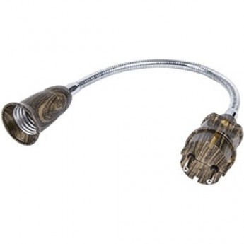 Переходник гибкий вилка-патрон ECOLA BASE APF7NOEAY E27 без выключателя, черненая бронза, 300 мм