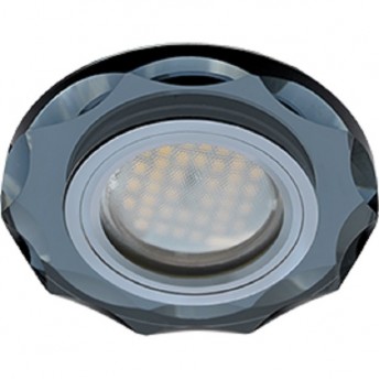 Светильник ECOLA MR16 DL1653 GU5.3 Glass Стекло Круг с вогнутыми гранями Черный / Черный хром 25x90 (кd74)