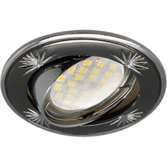 Светильник ECOLA MR16 DL21 GU5.3 встр. литой поворотный искр. гравир. Четыре цветка Черный Хром/Хром 23x84 Светильник ECOLA MR16 DL21 GU5.3 встр. литой поворотный искр. гравир. Четыре цветка Черный Хром/Хром 23x84